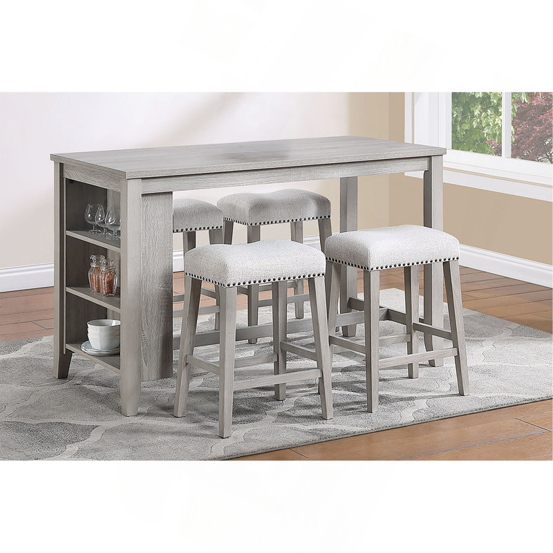 Ensemble de comptoir 5 pièces, 36" H x 58" W x 28" D, Grey, Grey, Grey