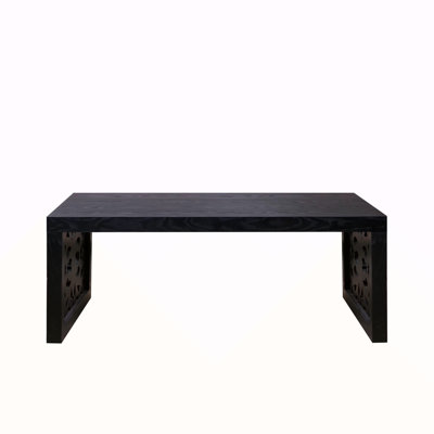 47.2" Solid Black Carved Wood Coffee Table