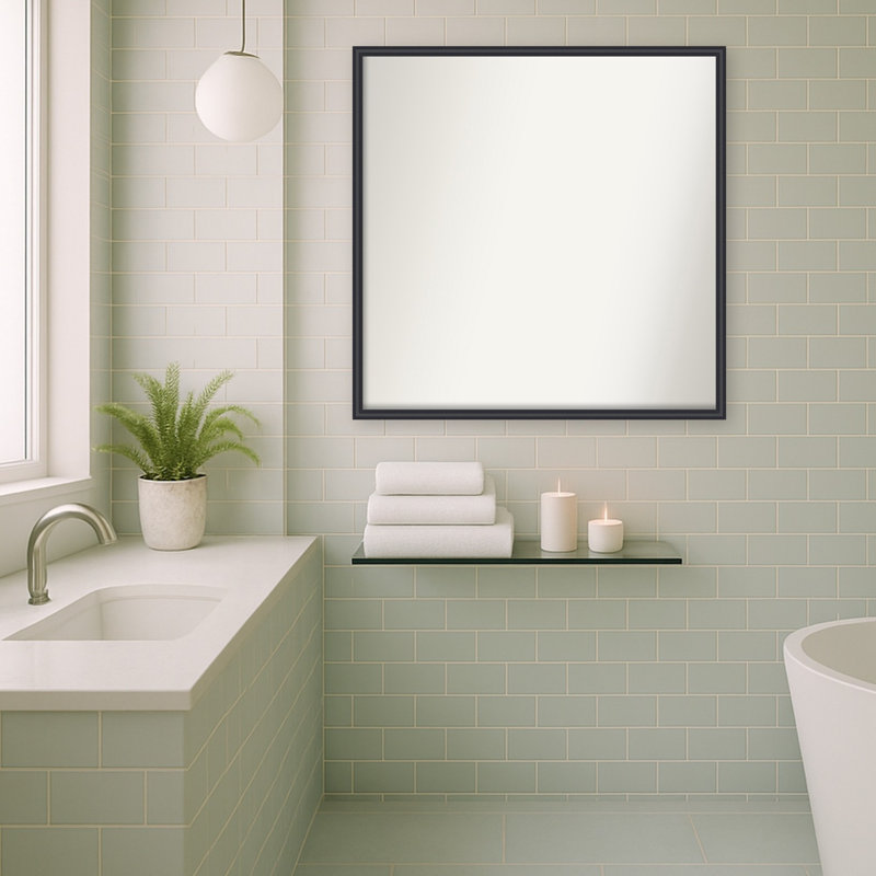 Miroir mural de salle de bain Phoebe, L 27 po x H 27 po, Edith Black