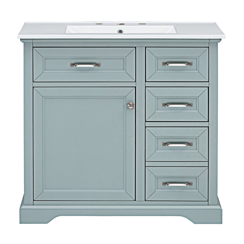 Bathroom Vanity Set With Ceramic Undermount Sink, Gray