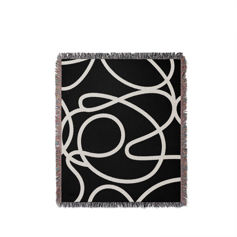 Jeté en coton Abstract Doodles, Noir, 60 po x 80 po