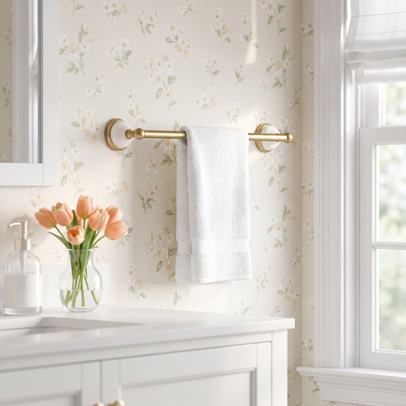 Victorian 18" Towel Bar, Brushed Brass