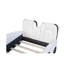 Lit plateforme simple en forme de voiture de course avec roues, blanc