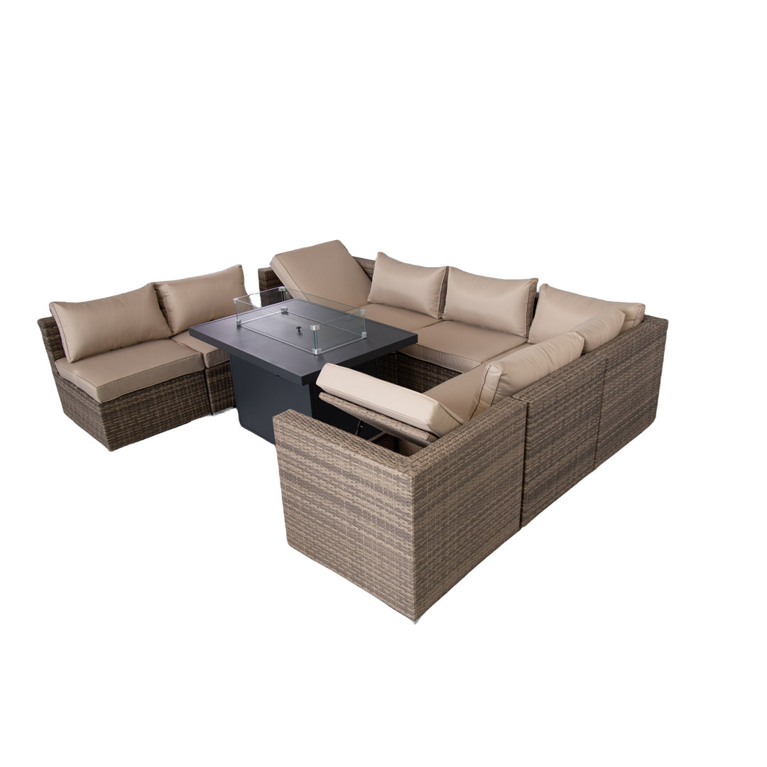 8-Sitzer Lounge-Set Metzgar aus Polyrattan mit Polster