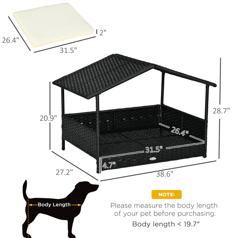 Lit pour chien d'extérieur avec auvent - Cozy Water - Coussin pour petits et moyens chiens, format maison blanc crème, chaise