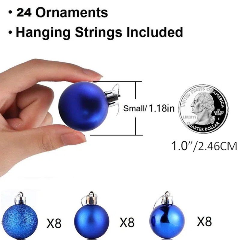 Ornement boule de Noël peint, Bleu