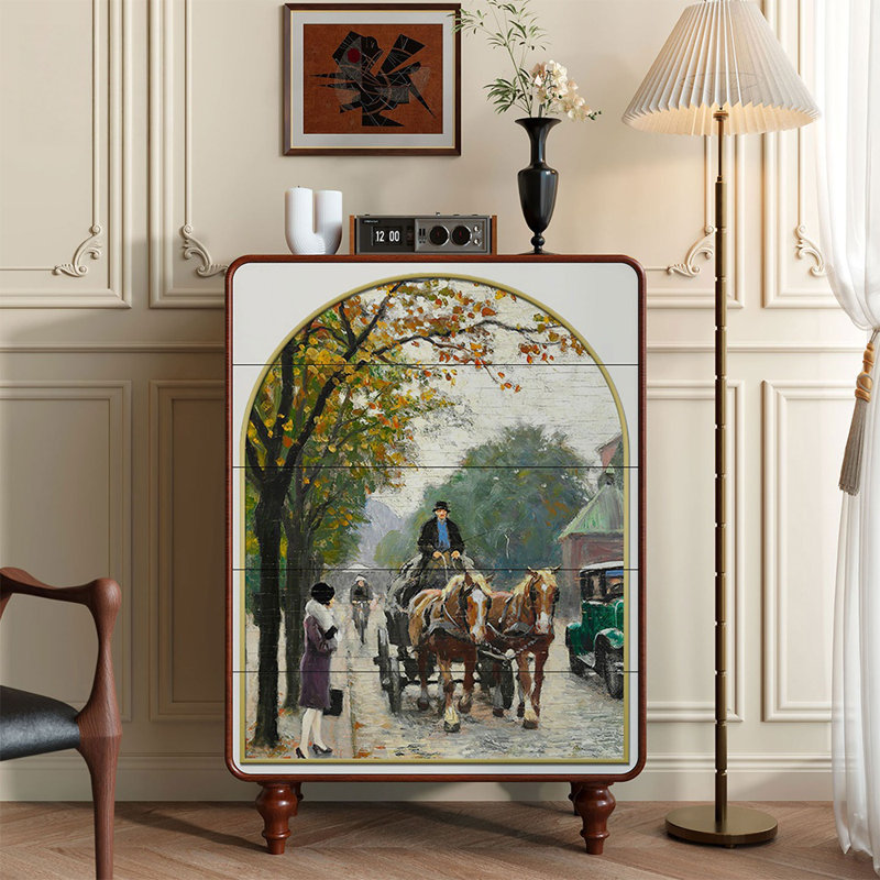 Commode française rétro avec peinture à l'huile