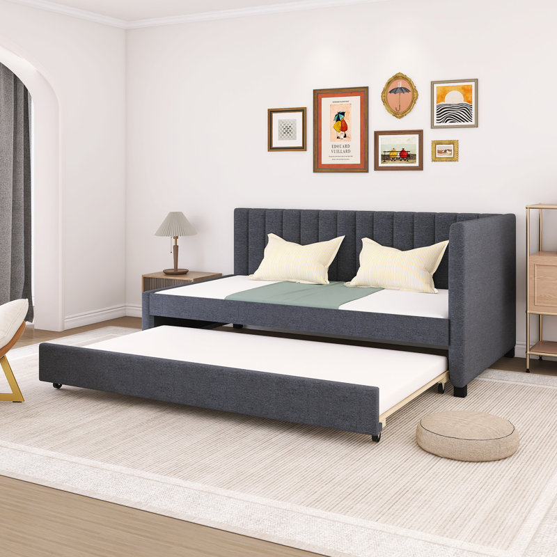 Daybed with Trundle Twin Size Sofa Bed, Gray