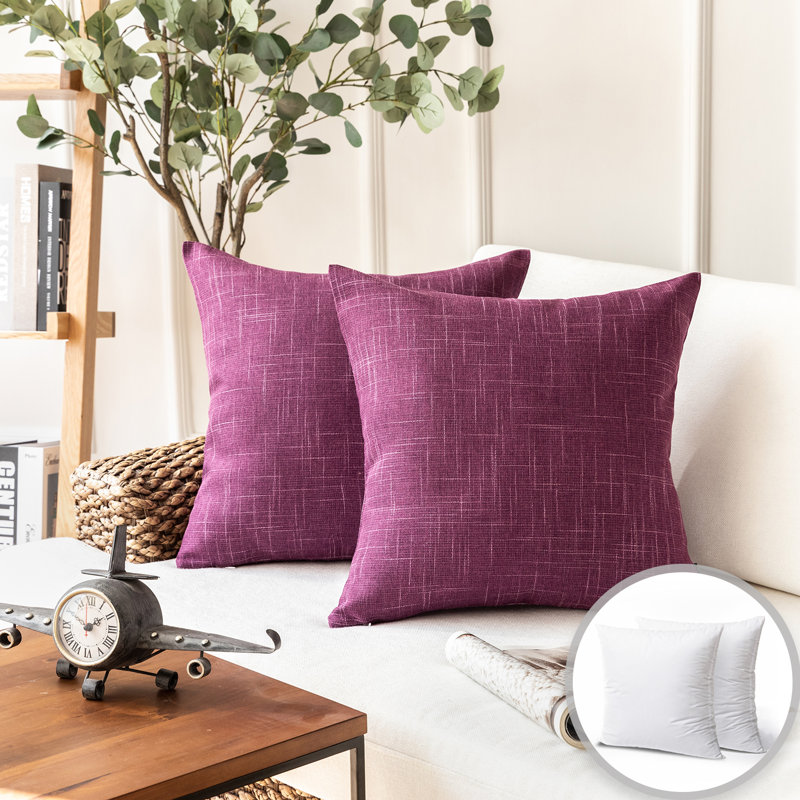 Coussin décoratif carré, 18 po x 18 po, Mauve, Housse de coussin et insert