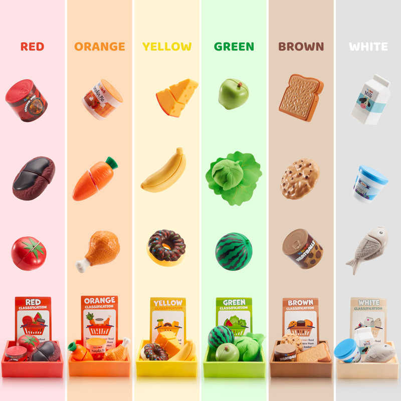 Color Sorting Food Toy with Display Rack & 6 Boxes
