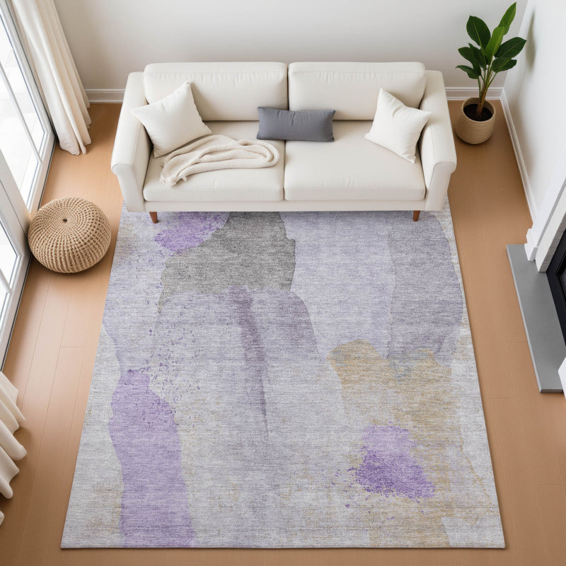 Tapis abstrait lavable à la machine Premium Mouton, Rectangulaire 8 pi x 10 pi