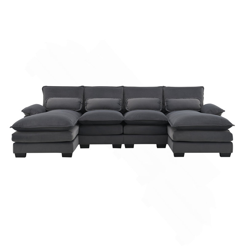 [Nouveau] Canapé modulaire moderne en U de 109,8 x 55,9 po avec coussins de taille, Gris
