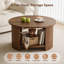 Table basse ronde en bois massif cannelé 31,5 "avec rangement ouvert, table de ferme moderne pour petits salons-1626167490
