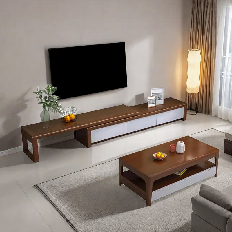 2 - Piece Living Room Table Set, Brown/White