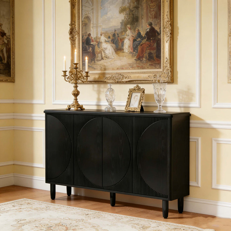 Sideboard Buffet Credenza Storage Cabinet with Doors, Black