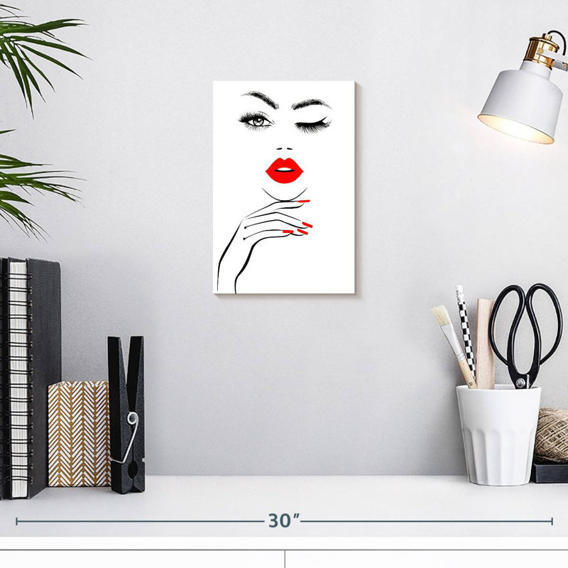 Femme de la Navette aux lèvres rouges, H 12 po x l 8 po
