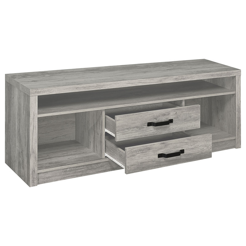 Meuble télé gris en bois d'ingénierie à 2 tiroirs Driftwood
