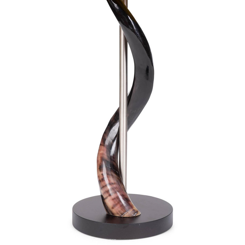 Polished African Inner Horn Table Lamp, Ebony/Satin Nickel