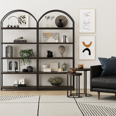 Set of 2 2-Piece Steel Etagere Bookcase Set