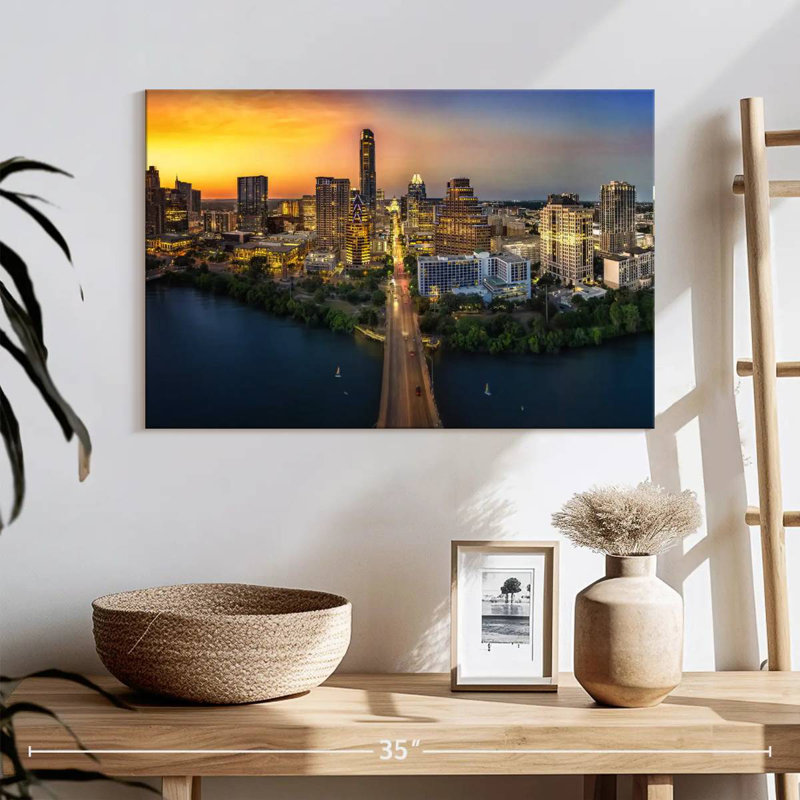 Austin City, coucher de soleil, H 16 po x l 24 po