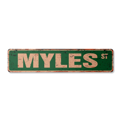 Myles Street Sign Aluminum 4" X 18"