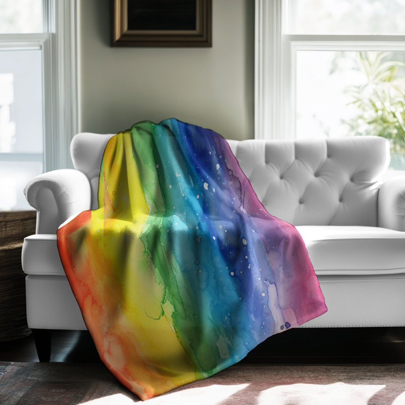 Couverture en sherpa coloré 1 pièce Colorful Rainbow Bliss, Jeté