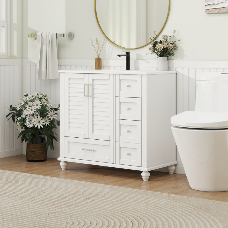 Ensemble de meuble-lavabo 36 "avec lavabo 36", Blanc