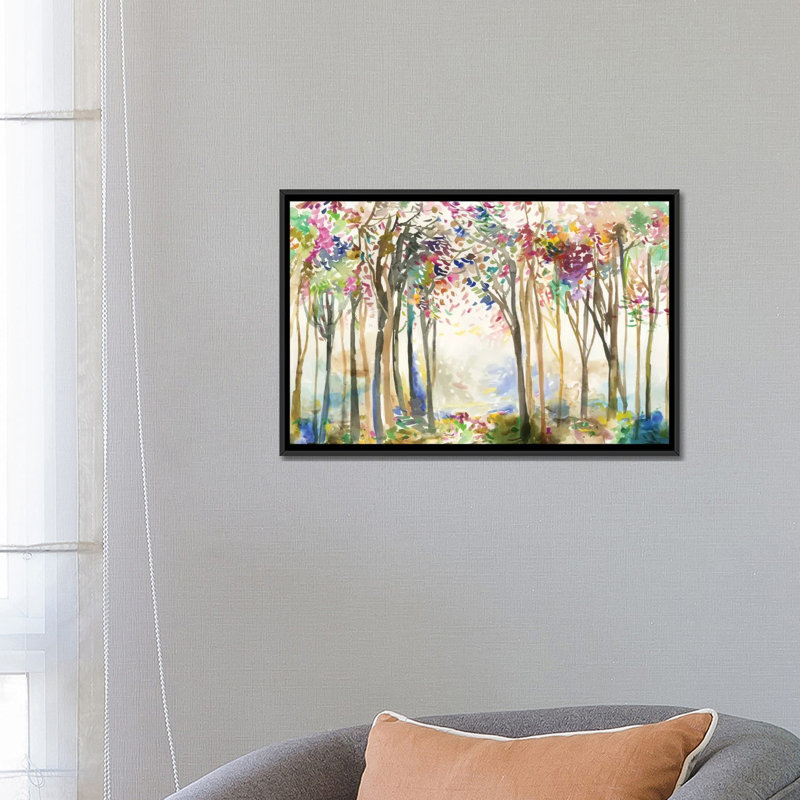 «Sunny Path II», reproduction sur toile, H 18 po x l 26 po x P 1,5 po, Toile avec cadre noir, Pas de tapis