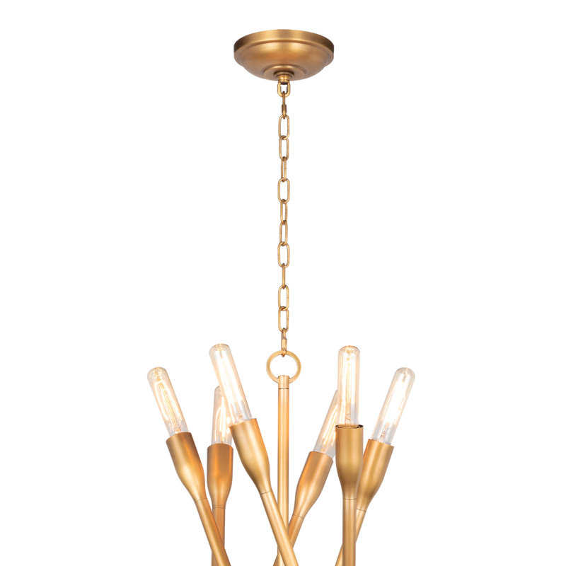 Cobra 12 - Light Chandelier, Natural Brass, 27" H x 43" W x 43" D