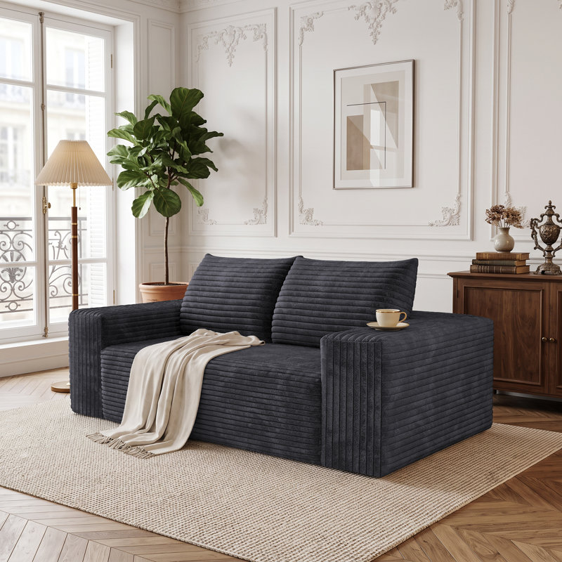 Canapé-lit de 63 po dans une boîte 63 po Cloud, Gris foncé