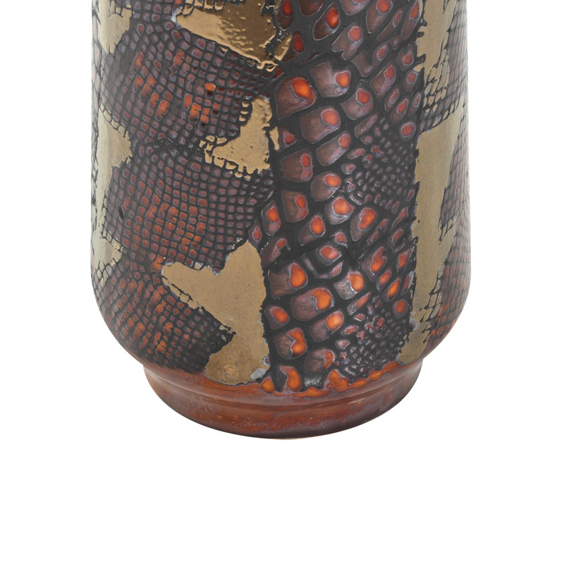 Olaughlin Silver Ceramic Snakeskin Inspired Vase, 36.45" H x 8" W x 8" D