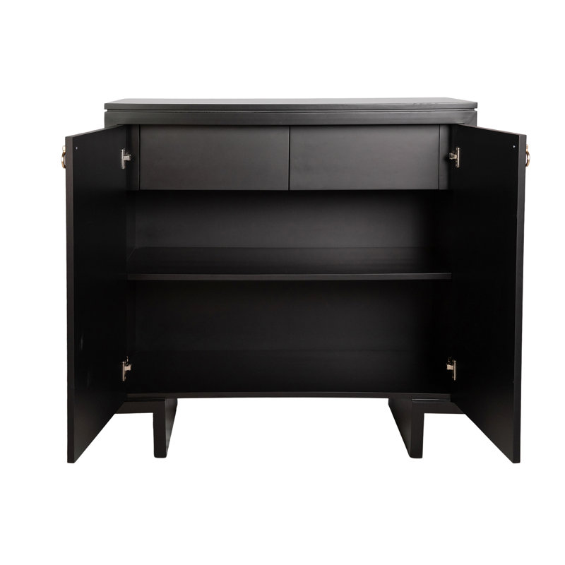 Armoire d'appoint à 2 portes en bois massif William, Noir tricorne