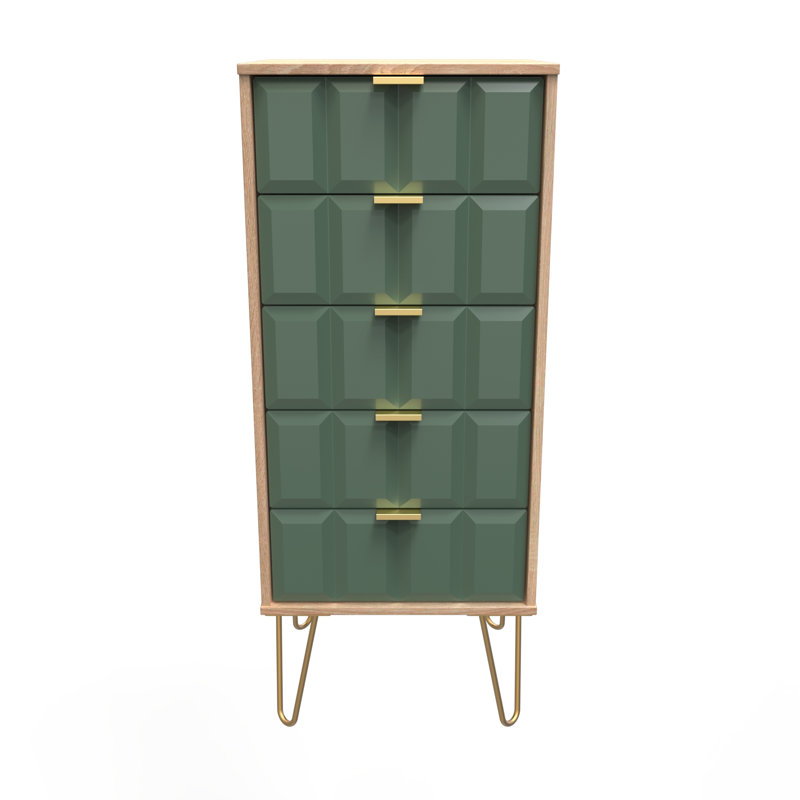 Allem 45cm W Manufactured Wood Bedside Table, Labrador Green/Bardolino Oak