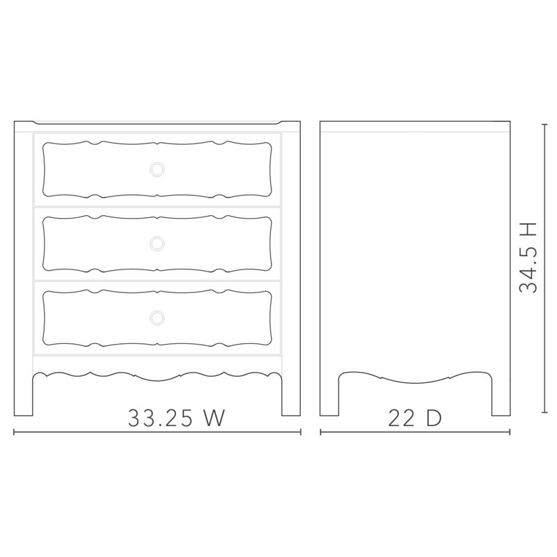 Sara 3-Drawer End Table, Foggy Horizon