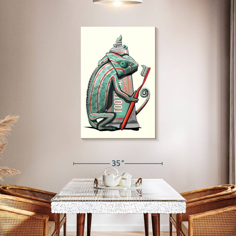 Chameleon Cleaning Teeth, 45" H x 30" W