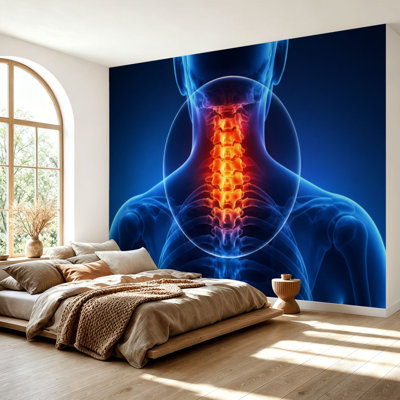 Wall Mural Peel and Stick Wallpaper Neck painful cervica spine skeleton x ray 3D Self-Adhesive Removable Contact Paper Wall Decor for Living Room Bedroom 69"H x 96"W