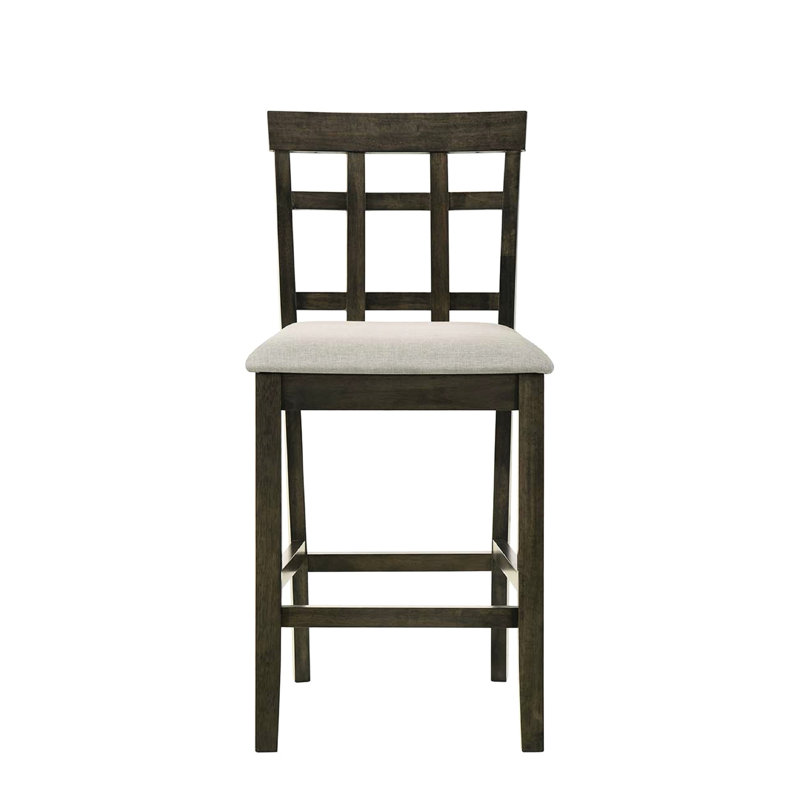 Élégantes chaises de salle à manger rembourrées grises à hauteur de comptoir avec dossier à lattes - 2 pièces pour ranch de chambre