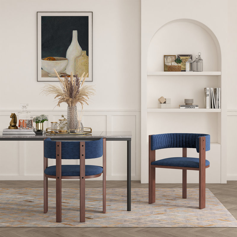 Wooden Dining Chair with Protective Pad Suitable for Kitchen or Dining Room(Set of 2), Blue
