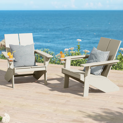 Modern Poly Adirondack Chair (Set Of 2), Black
