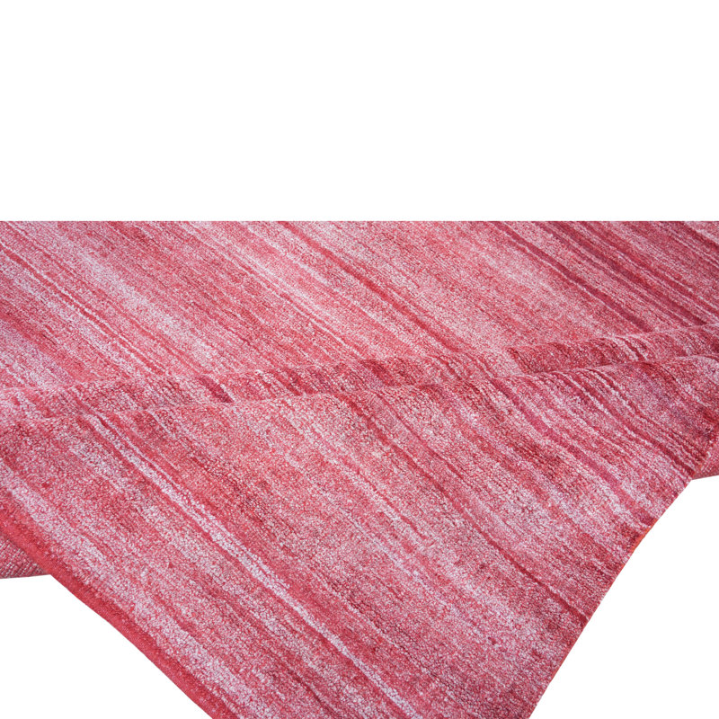 Solid Saree Silk Rug, Red, Rectangle 9' x 12'