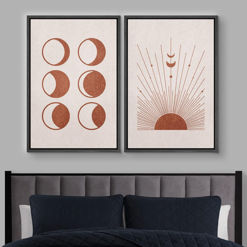 Sun And Moon 2 - Pieces, Black, 36" H x 48" W