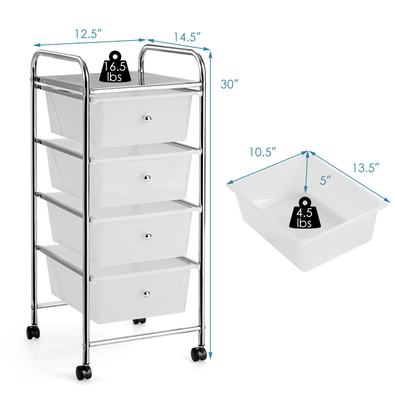 Coffre de rangement à 4 tiroirs Alnes Rebrilliant, Blanc