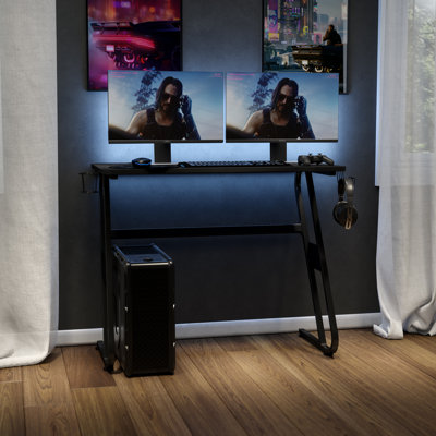 Efim Professional Gaming Ergonomic Desk with Cup Holder and Headphone Hook