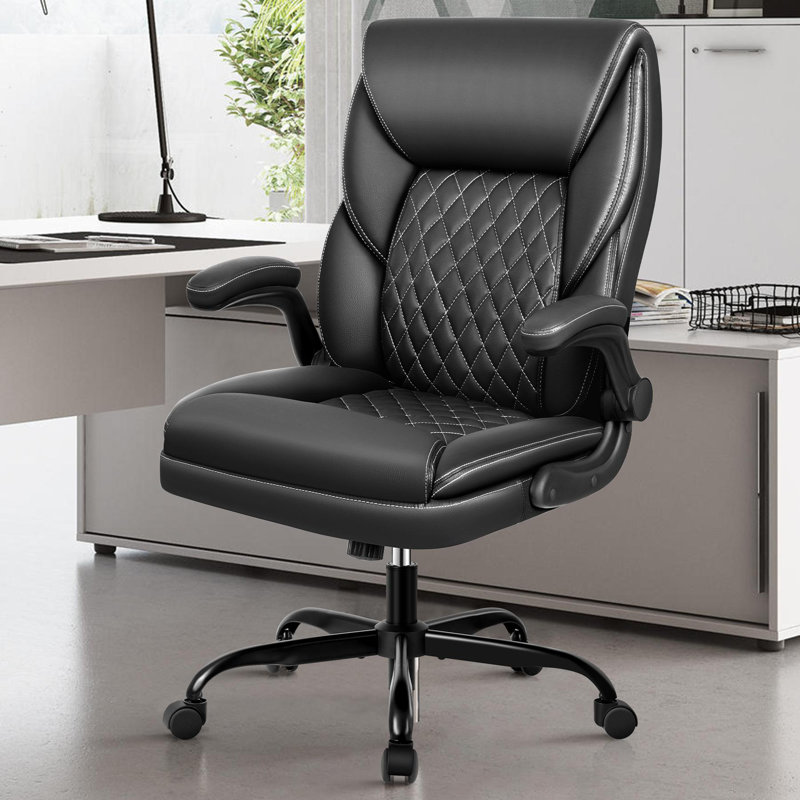 Fauteuil de bureau ergonomique en similicuir, Noir