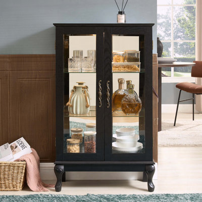 Vitrine avec portes en verre trempé et tablettes réglables