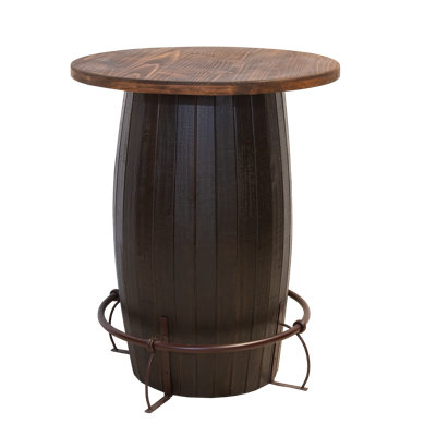 Tequila Barrel Bar Table with Footrail