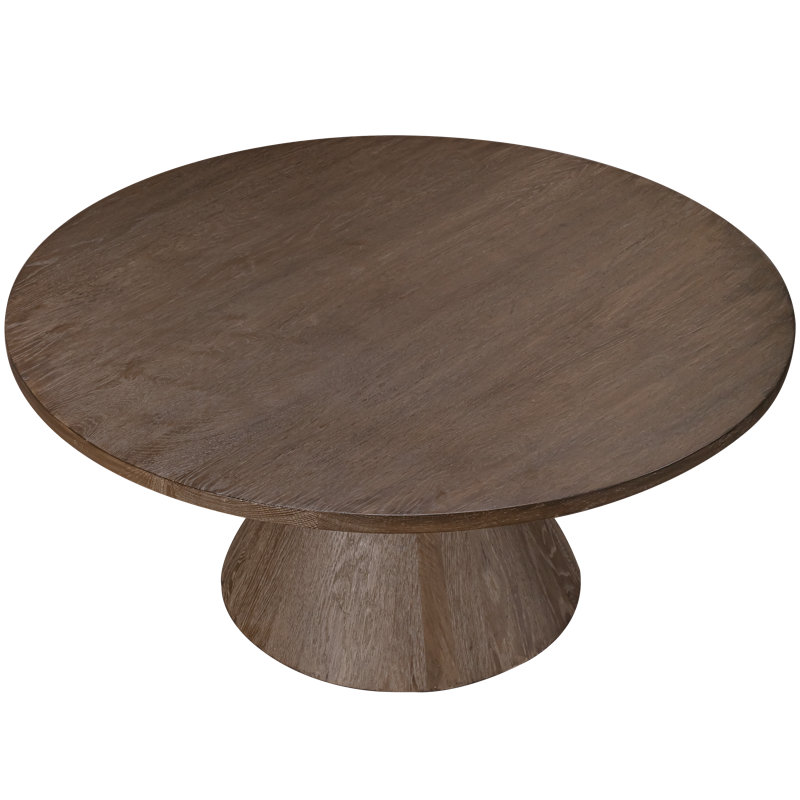 Solid Oak Wood Round Dining Table with Seating for 4