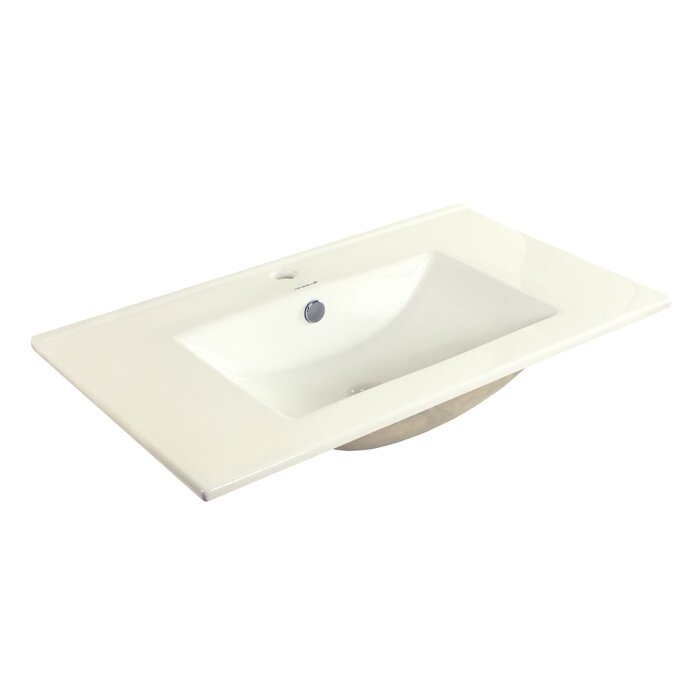 Caracalla Ceramica 18.11'' Glossy White Ceramic Rectangular Drop-in ...