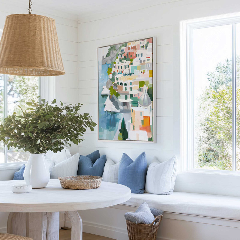 Coastal Village Glow IV, Noyer, H 19 po x l 13 po, Toile avec cadre