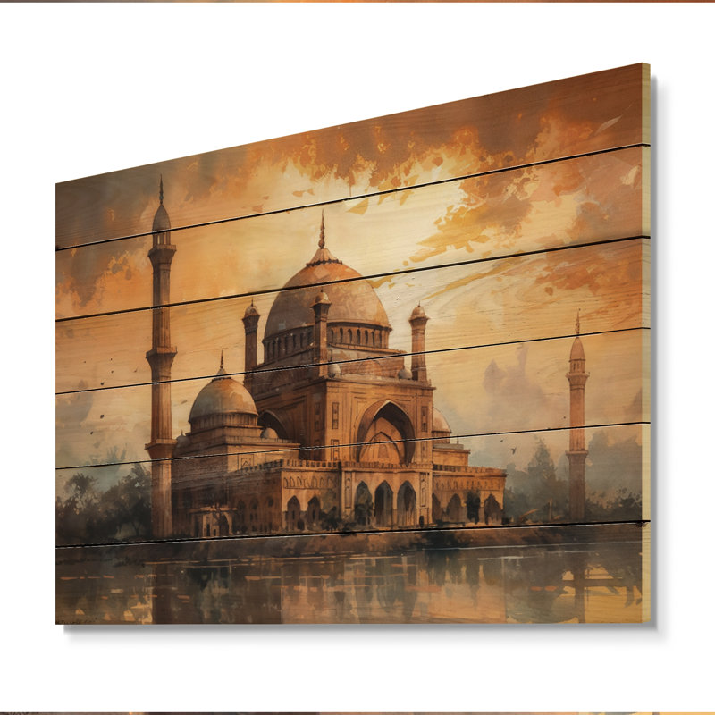 Altilevelly Scared Mosque I sur impression sur bois, H 10 po x l 20 po x P 0,78 po